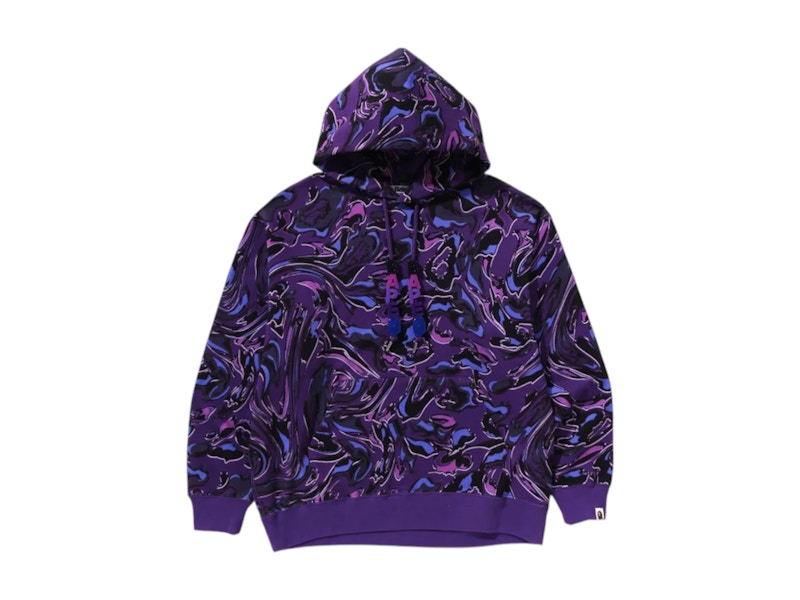 BAPE A Bathing Ape Marbling Camo Relaxed Fit Pullover Hoodie Purple