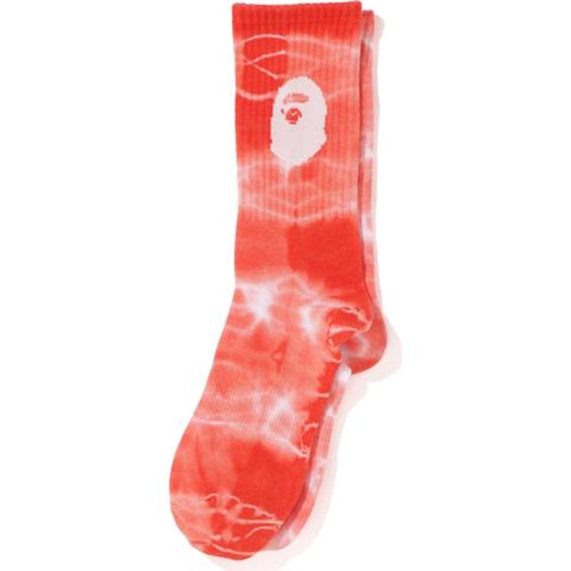 BAPE A Bathing Ape Men Ape Head Tie Dye Socks Red