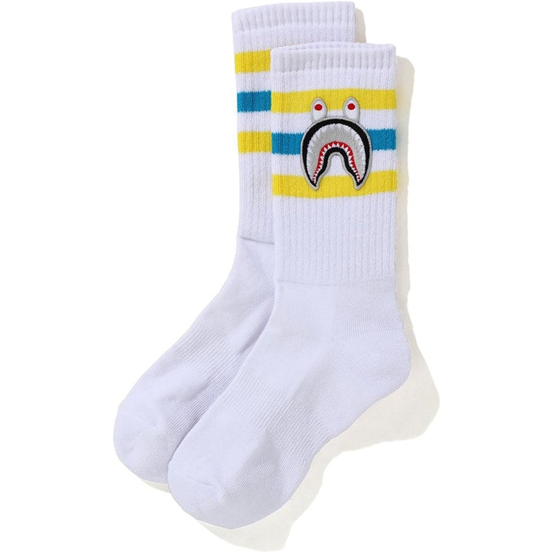BAPE A Bathing Ape Men Shark Socks White