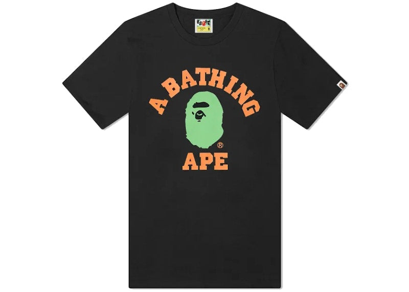 BAPE A Bathing Ape Neon College Tee Black