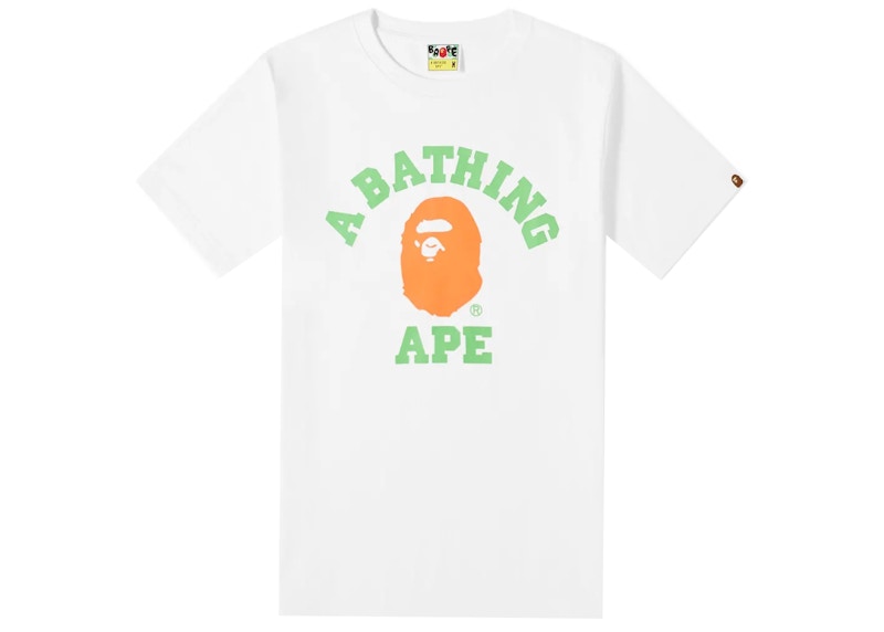 BAPE A Bathing Ape Neon College Tee White