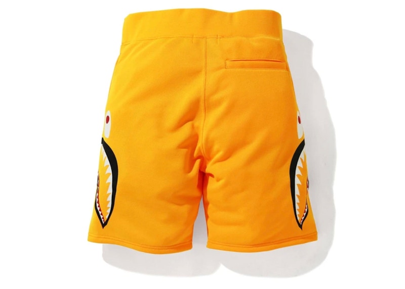 BAPE A Bathing Ape Neon Shark Sweat Shorts Orange