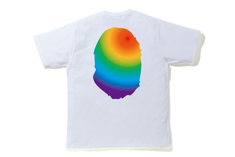 BAPE A Bathing Ape Rainbow Big Ape Head Tee White