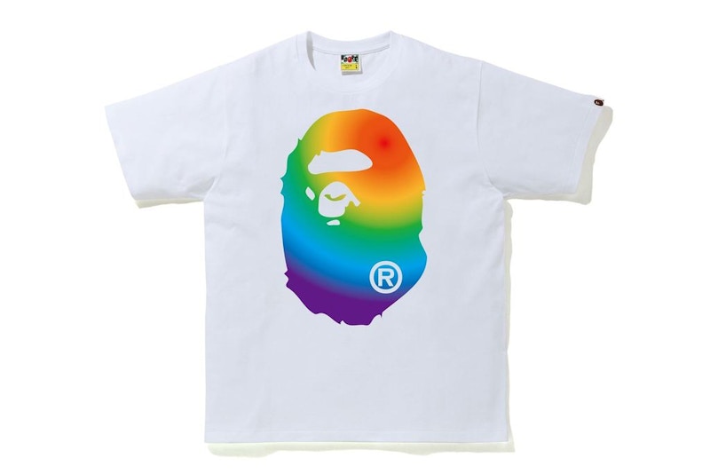 BAPE A Bathing Ape Rainbow Big Ape Head Tee White