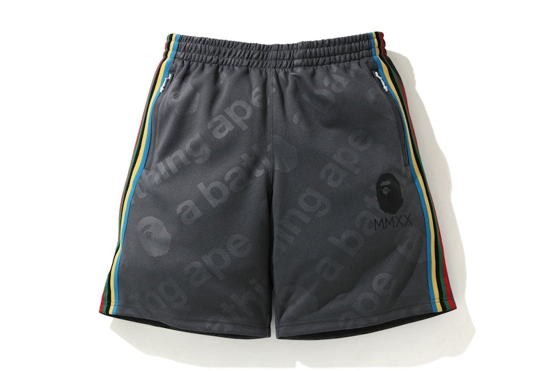 BAPE A Bathing Ape Side Tape Jersey Shorts Grey