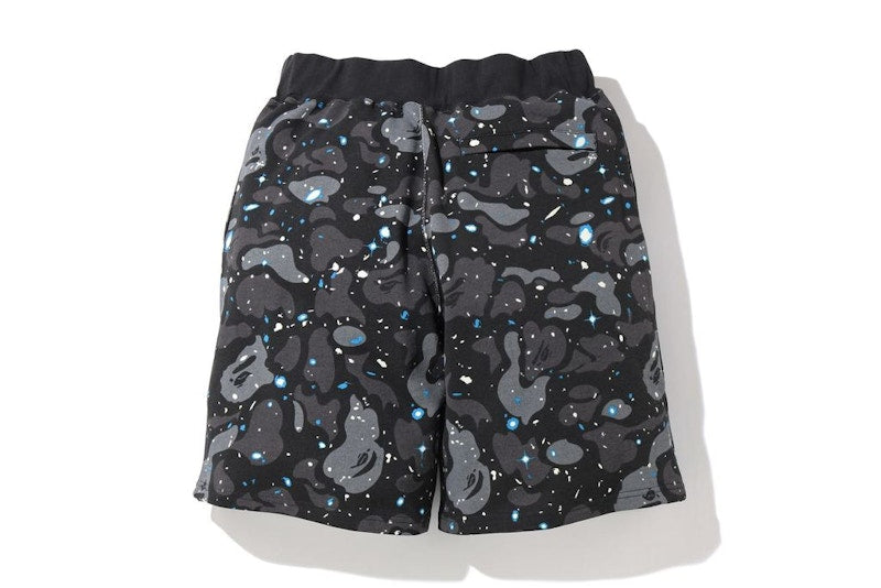BAPE A Bathing Ape Space Camo Sweat Wide Short Black
