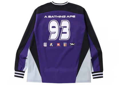 BAPE A Bathing Ape Team Logo Relaxed Fit L/S Tee Purple