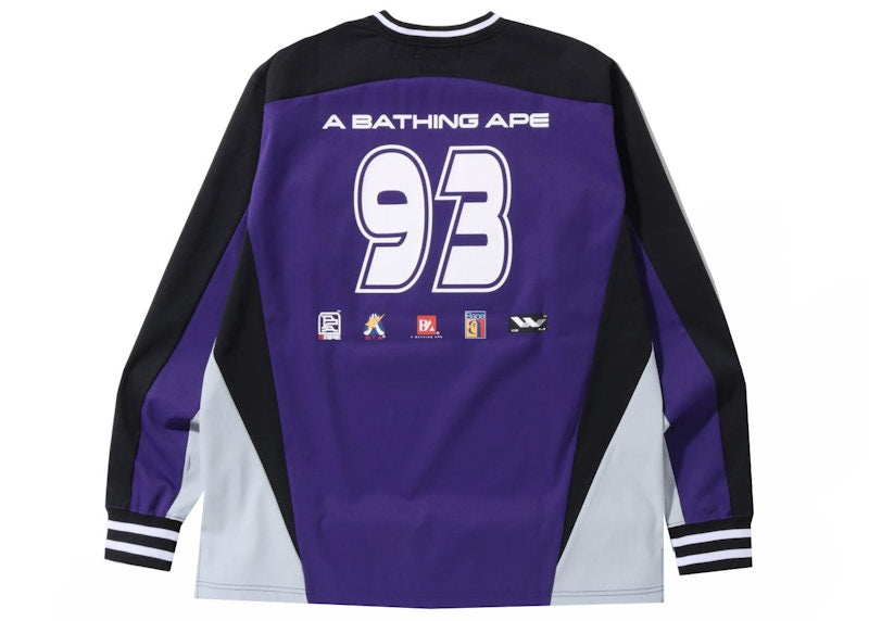 BAPE A Bathing Ape Team Logo Relaxed Fit L/S Tee Purple