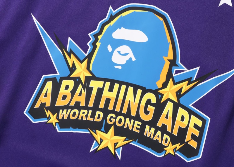 BAPE A Bathing Ape Team Logo Relaxed Fit L/S Tee Purple
