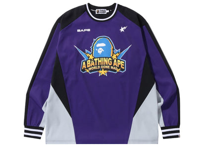BAPE A Bathing Ape Team Logo Relaxed Fit L/S Tee Purple