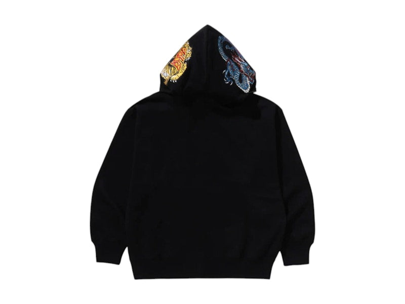 BAPE A Bathing Ape Tiger And Dragon Relaxed Fit Full Zip Hoodie Black