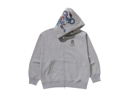 BAPE A Bathing Ape Tiger And Dragon Relaxed Fit Full Zip Hoodie Gray