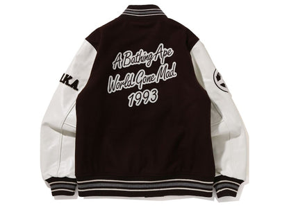 BAPE A Bathing Ape Varsity Jacket Brown