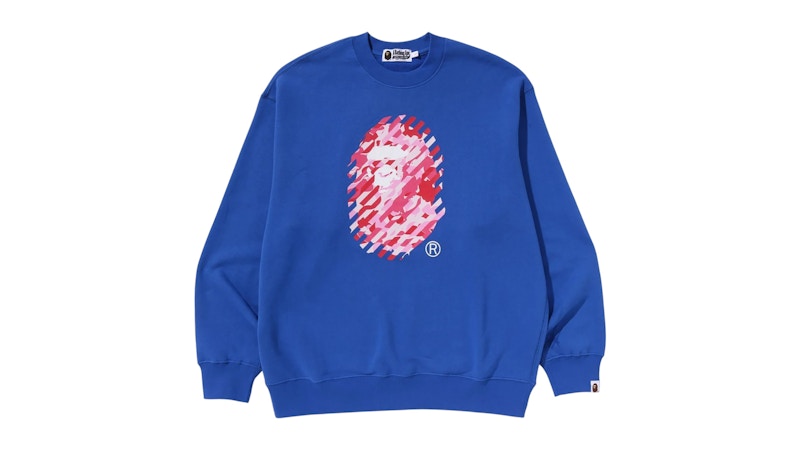 BAPE ABC Camo Ape Head Relaxed Fit Crewneck Sweatshirt Blue