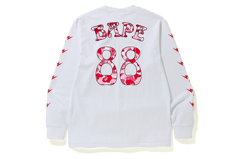 BAPE ABC Camo BAPE 88 L/S Tee White/Pink