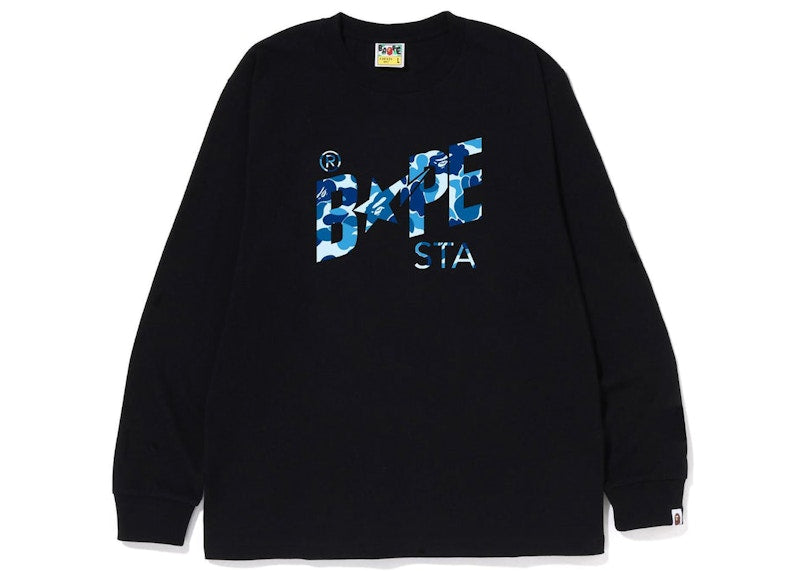BAPE ABC Camo Bape Sta Logo L/S Tee Black Blue