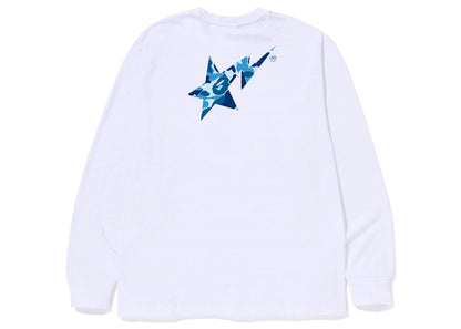 BAPE ABC Camo Bape Sta Logo L/S Tee White Blue