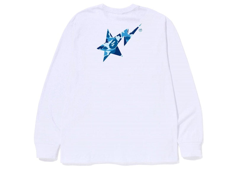 BAPE ABC Camo Bape Sta Logo L/S Tee White Blue