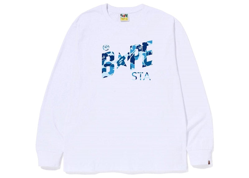 BAPE ABC Camo Bape Sta Logo L/S Tee White Blue