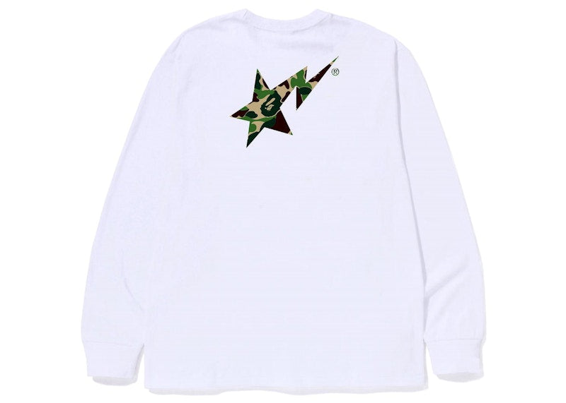 BAPE ABC Camo Bape Sta Logo L/S Tee White Green