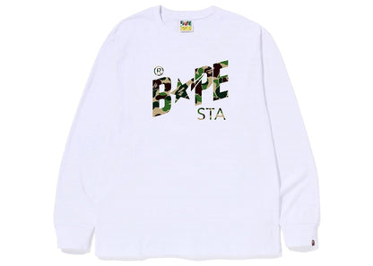 BAPE ABC Camo Bape Sta Logo L/S Tee White Green