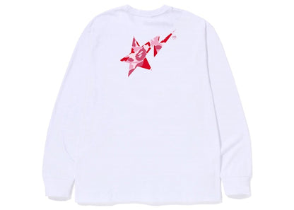 BAPE ABC Camo Bape Sta Logo L/S Tee White Pink