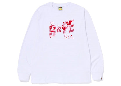 BAPE ABC Camo Bape Sta Logo L/S Tee White Pink