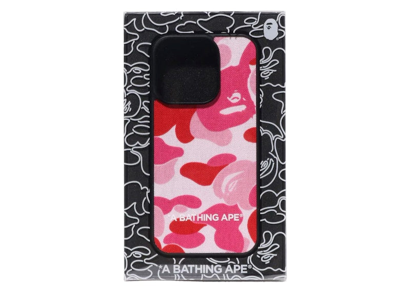 BAPE ABC Camo Cloth Fabric iPhone 15 Pro Case Pink