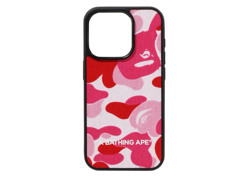 BAPE ABC Camo Cloth Fabric iPhone 15 Pro Case Pink