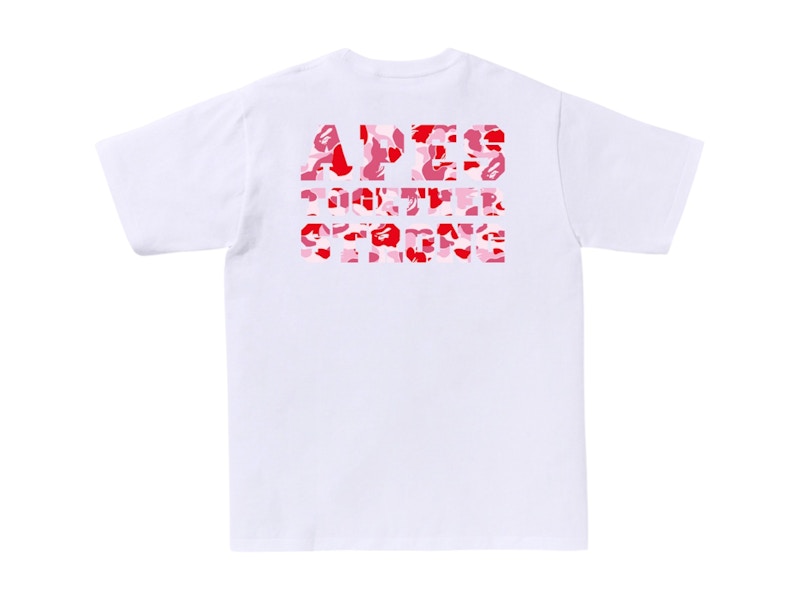 BAPE ABC Camo College ATS Tee White/Pink