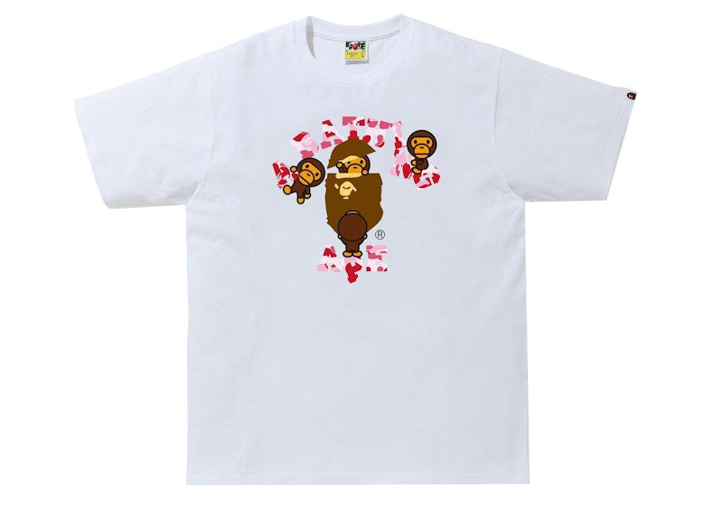 BAPE ABC Camo College Milo Tee (FW21) White/Pink