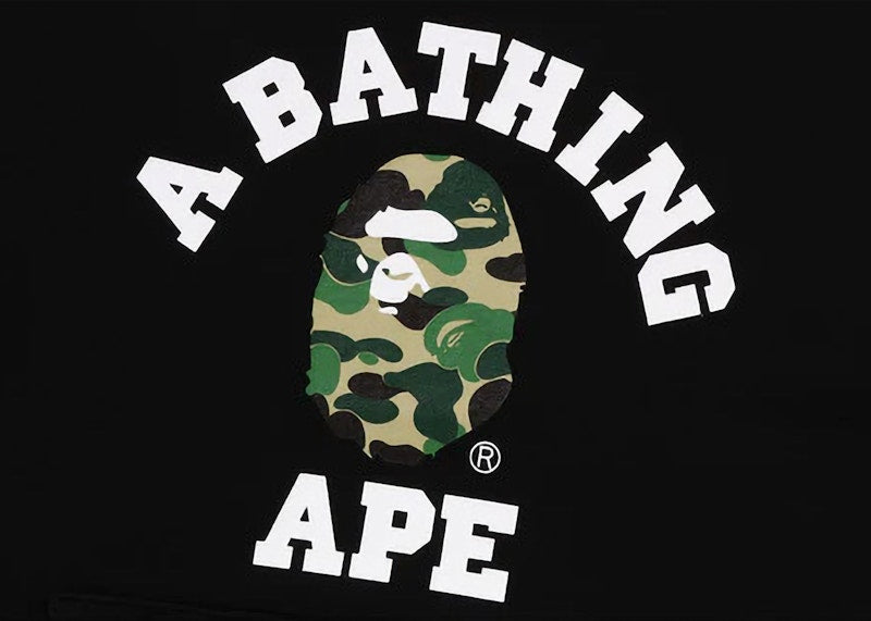 BAPE ABC Camo College Organic Cotton Pullover Hoodie Black/Green