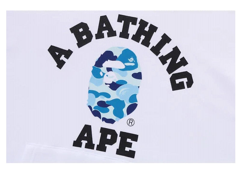 BAPE ABC Camo College Organic Cotton Pullover Hoodie White/Blue