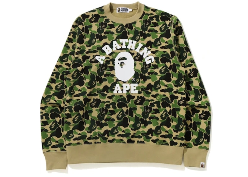 BAPE ABC Camo College Wide Crewneck Green