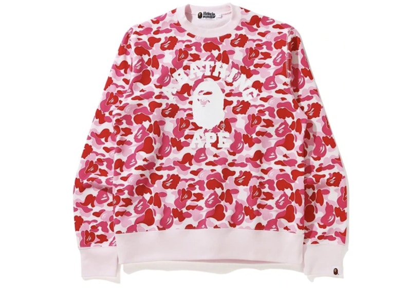 BAPE ABC Camo College Wide Crewneck Pink