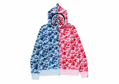 BAPE ABC Camo Crazy Shark Full Zip Hoodie Blue/Pink