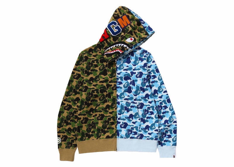 BAPE ABC Camo Crazy Shark Full Zip Hoodie Green/Blue