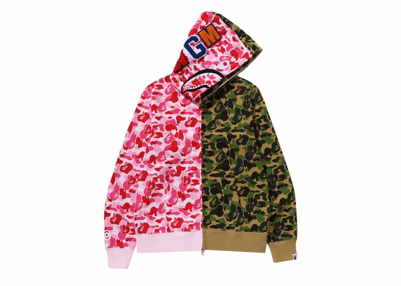 BAPE ABC Camo Crazy Shark Full Zip Hoodie Pink/Green