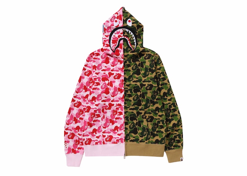 BAPE ABC Camo Crazy Shark Full Zip Hoodie Pink/Green