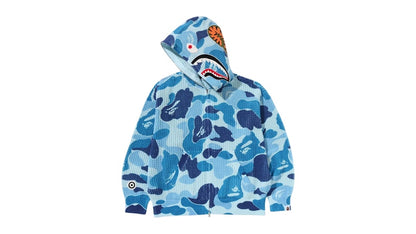 BAPE ABC Camo Crochet Relaxed Fit Shark Full Zip Hoodie Blue