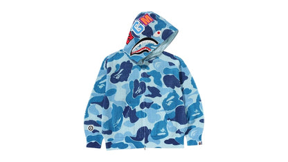 BAPE ABC Camo Crochet Relaxed Fit Shark Full Zip Hoodie Blue