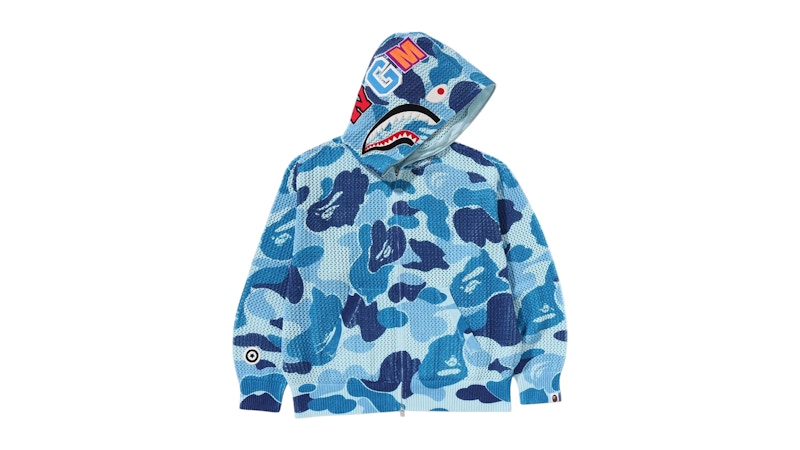 BAPE ABC Camo Crochet Relaxed Fit Shark Full Zip Hoodie Blue