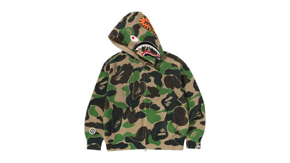 BAPE ABC Camo Crochet Relaxed Fit Shark Full Zip Hoodie Green