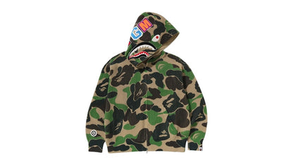 BAPE ABC Camo Crochet Relaxed Fit Shark Full Zip Hoodie Green