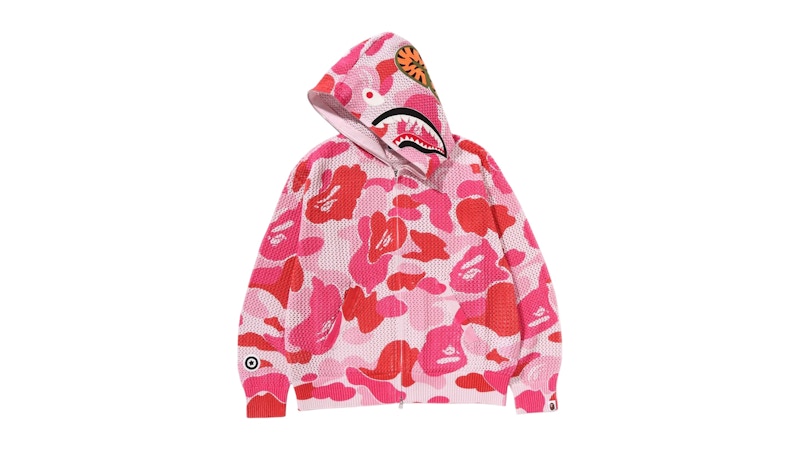 BAPE ABC Camo Crochet Relaxed Fit Shark Full Zip Hoodie Pink