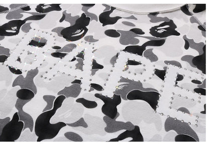 BAPE ABC Camo Crystal Stone Crewneck Gray
