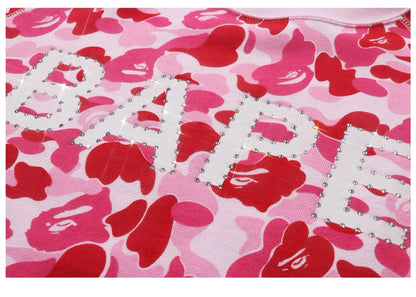 BAPE ABC Camo Crystal Stone Crewneck Pink