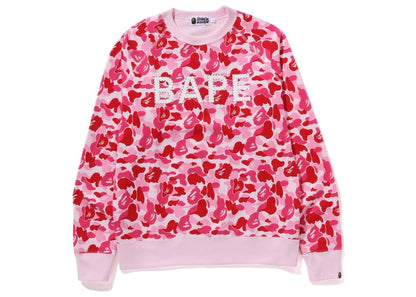 BAPE ABC Camo Crystal Stone Crewneck Pink