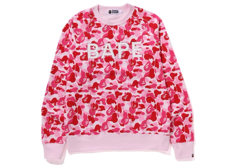 BAPE ABC Camo Crystal Stone Crewneck Pink