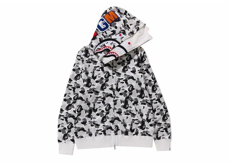 BAPE ABC Camo Double Shark Full Zip Hoodie (FW23) Grey